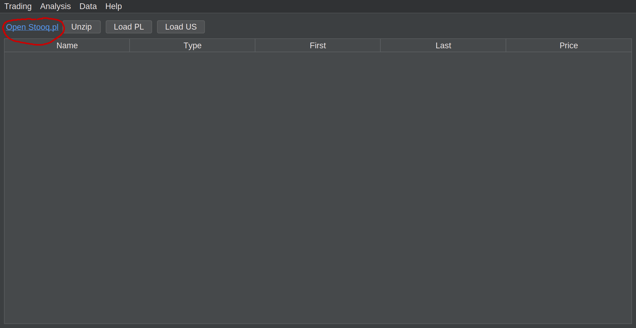 Open Stooq.pl button